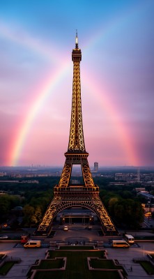 埃菲尔铁塔下的彩虹奇观 埃菲尔铁塔下的彩虹奇观