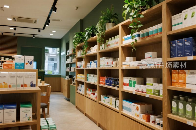 药店内部货架场景