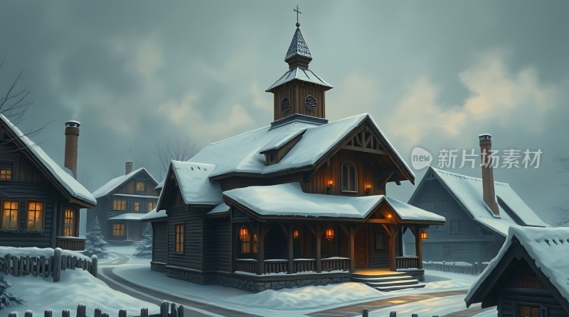 雪夜温馨小屋