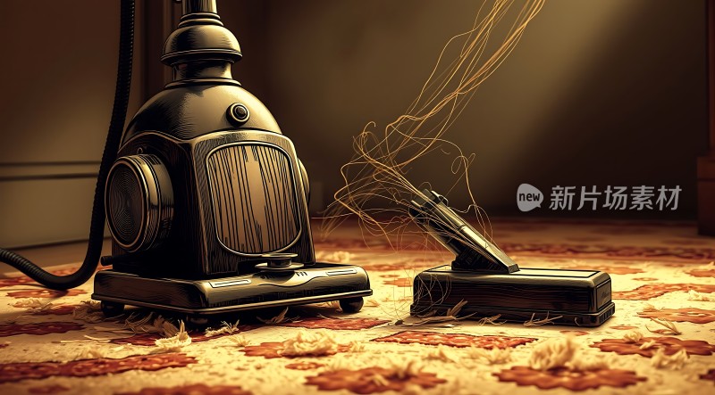 复古吸尘器清洁地毯