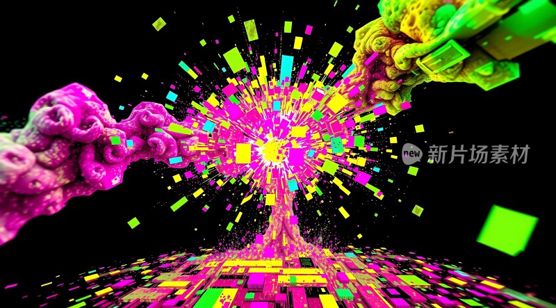 新片场素材炫彩粒子爆炸