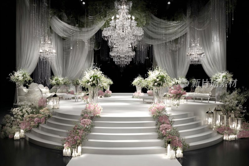 浪漫梦幻的婚礼舞台场景