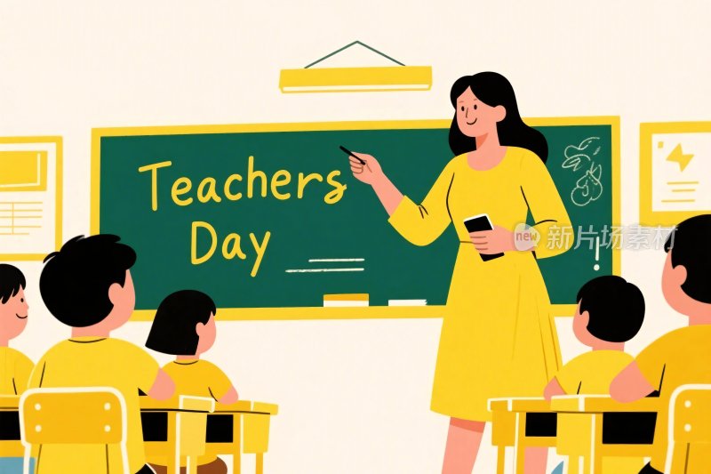 教师节课堂插画