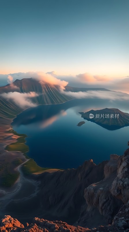 火山口湖畔日出奇景