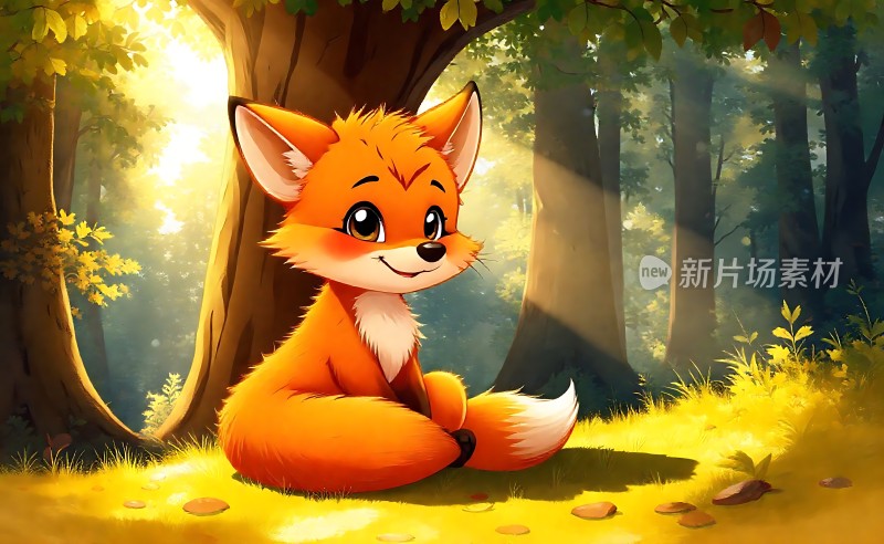 阳光下的森林小狐狸