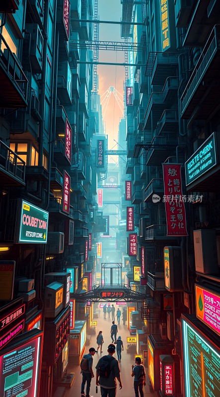 霓虹灯下的未来都市