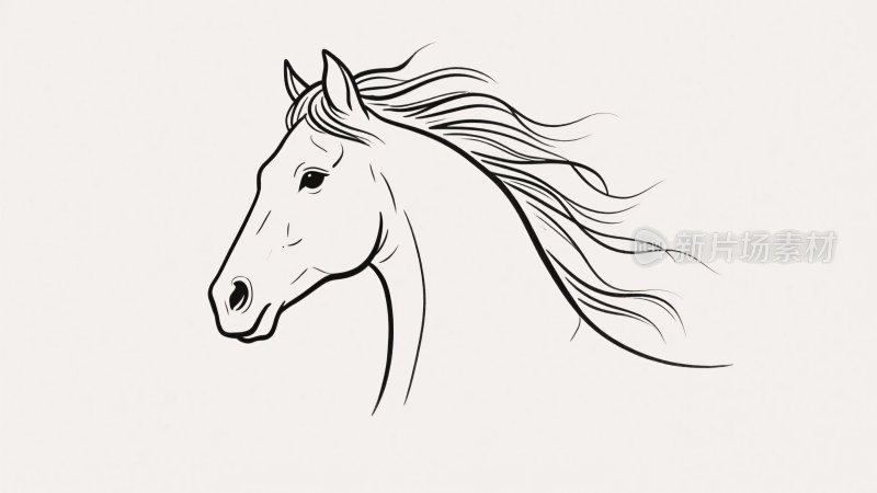 简洁线条勾勒的马头插画