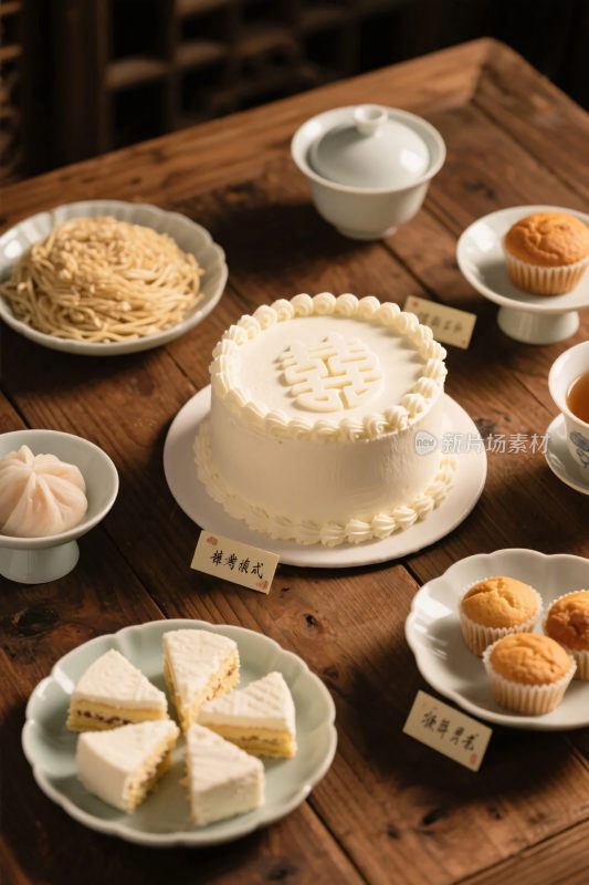 桌面甜点美食展示