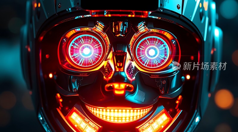 科技感十足的未来机器人面部特写