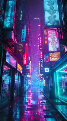 霓虹灯下的繁华街道 霓虹灯下的繁华街道