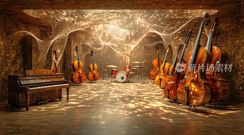 音乐盛宴钢琴、大提琴与鼓的交响