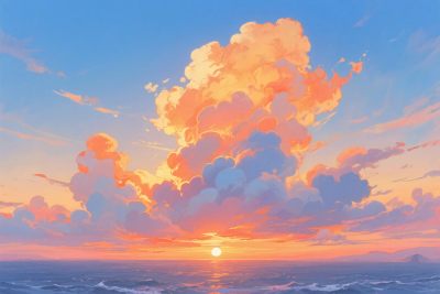 海边绚烂日落天空景象 海边绚烂日落天空景象