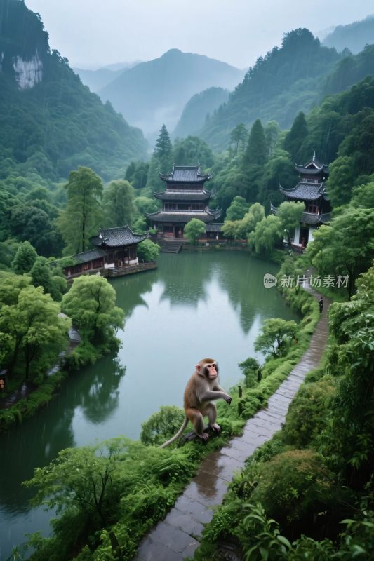 山水古韵与猴景