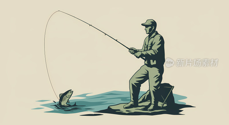 钓鱼标志插画