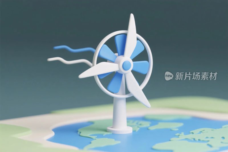 风车与地图插画