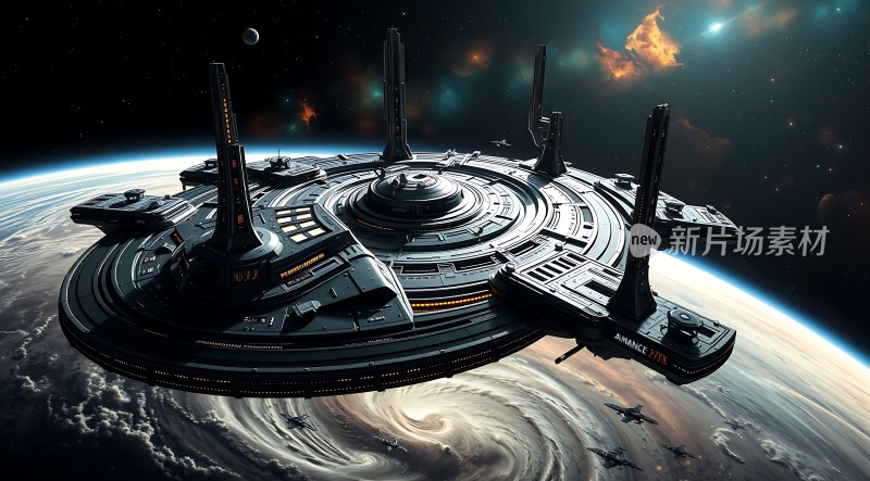 星际飞船环绕地球飞行