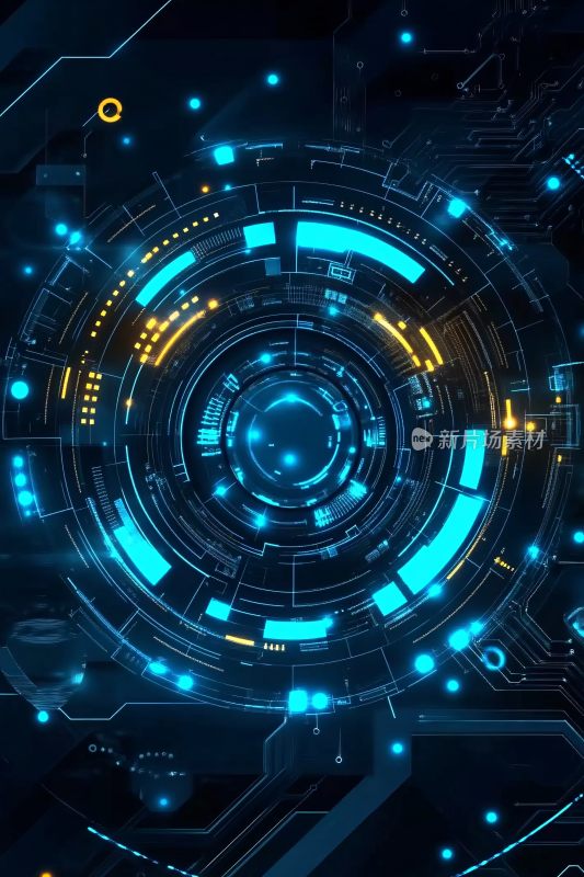 科技感蓝色环形光效背景