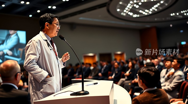 新片场素材医生在台上演讲观众认真聆听