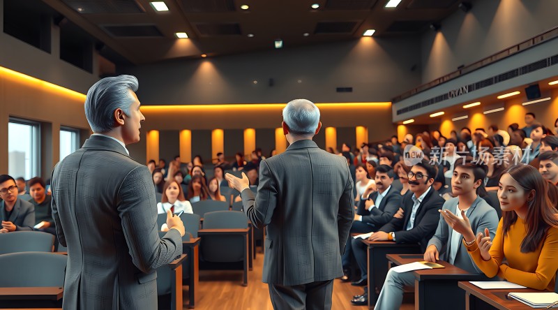 商务会议现场观众认真聆听演讲