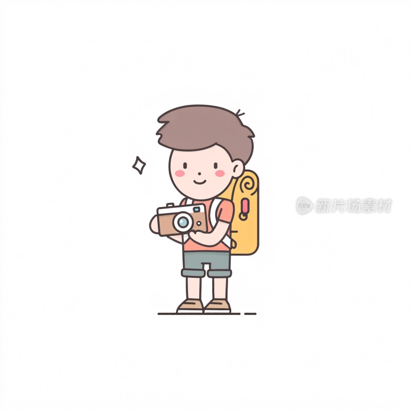 手持相机的可爱小男孩