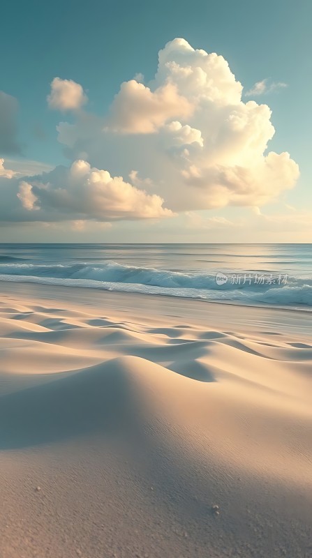 阳光下的沙滩与海洋
