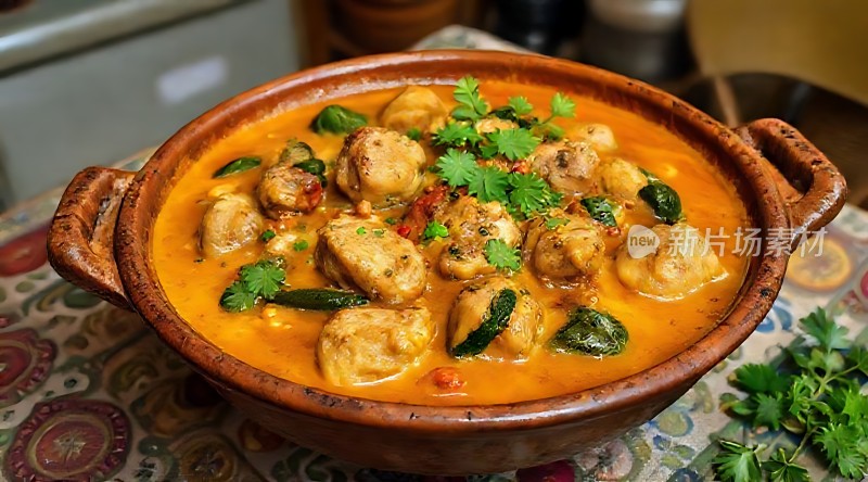 香辣鸡块炖蔬菜