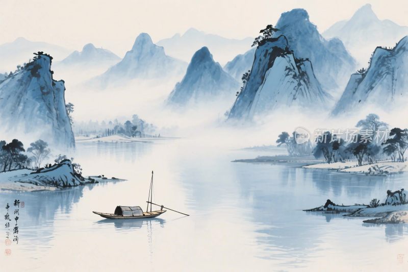 水墨山水风景图