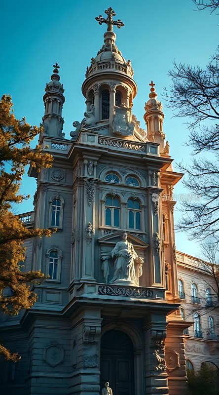 阳光下的宏伟教堂建筑
