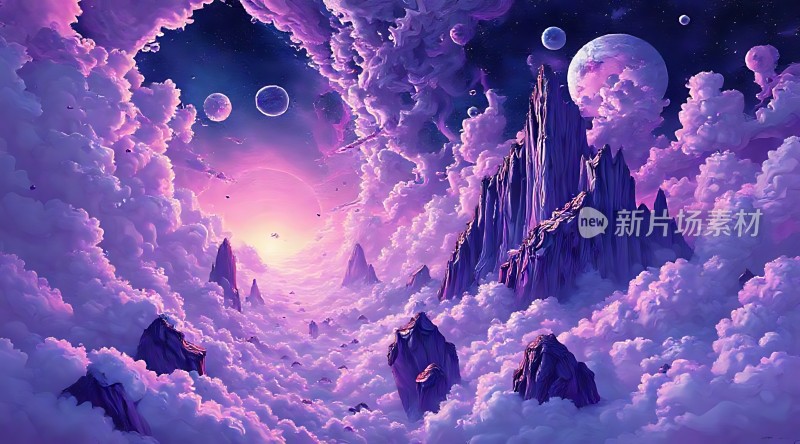 紫色梦幻云海星球奇景