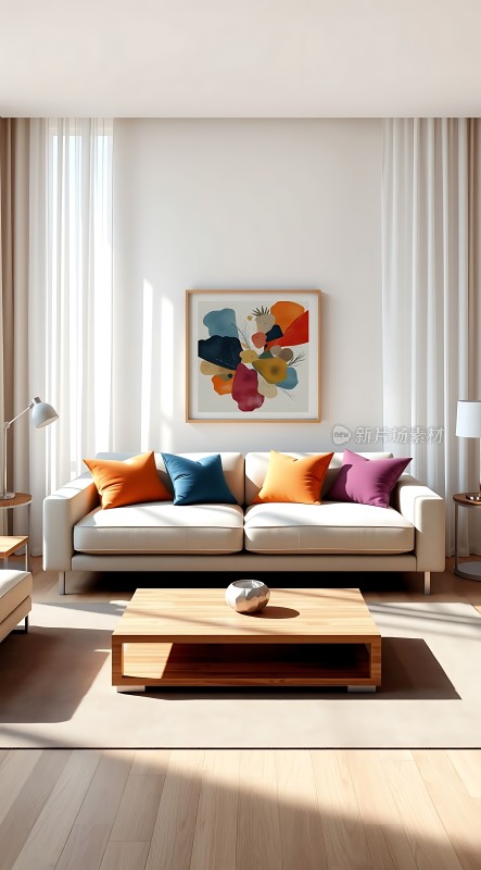 现代简约客厅色彩搭配和谐家具简洁大方