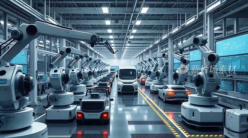 智能工厂机器人协作生产汽车