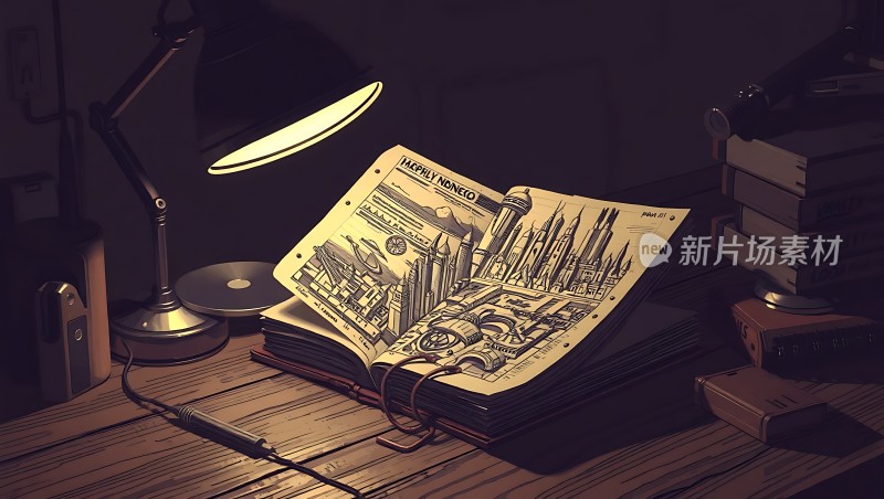 书桌上的创意设计草图