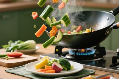 厨房烹饪食材飞溅