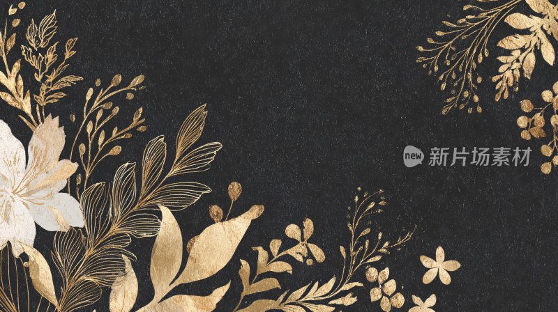 黑金配色花卉装饰背景图