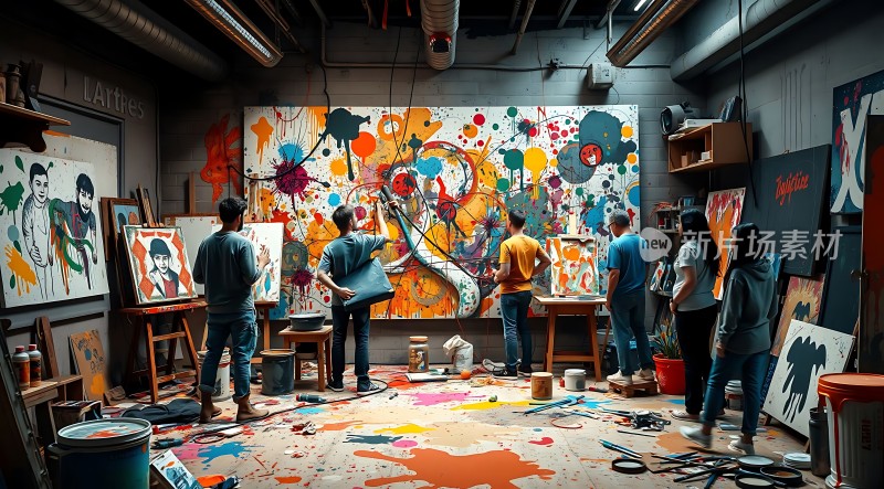 艺术创作现场色彩碰撞与灵感迸发
