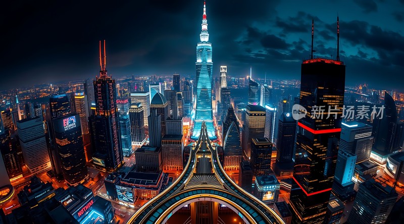 上海夜景摩天大楼与繁华都市