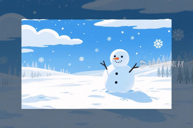 冬日雪人卡通插画