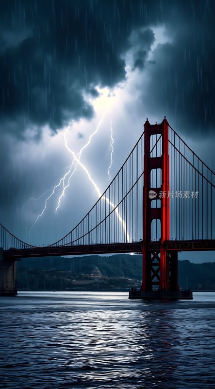 雷雨中的金门大桥