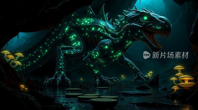 神秘洞穴中的发光龙