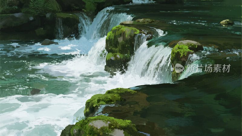 山间流淌的清澈溪流