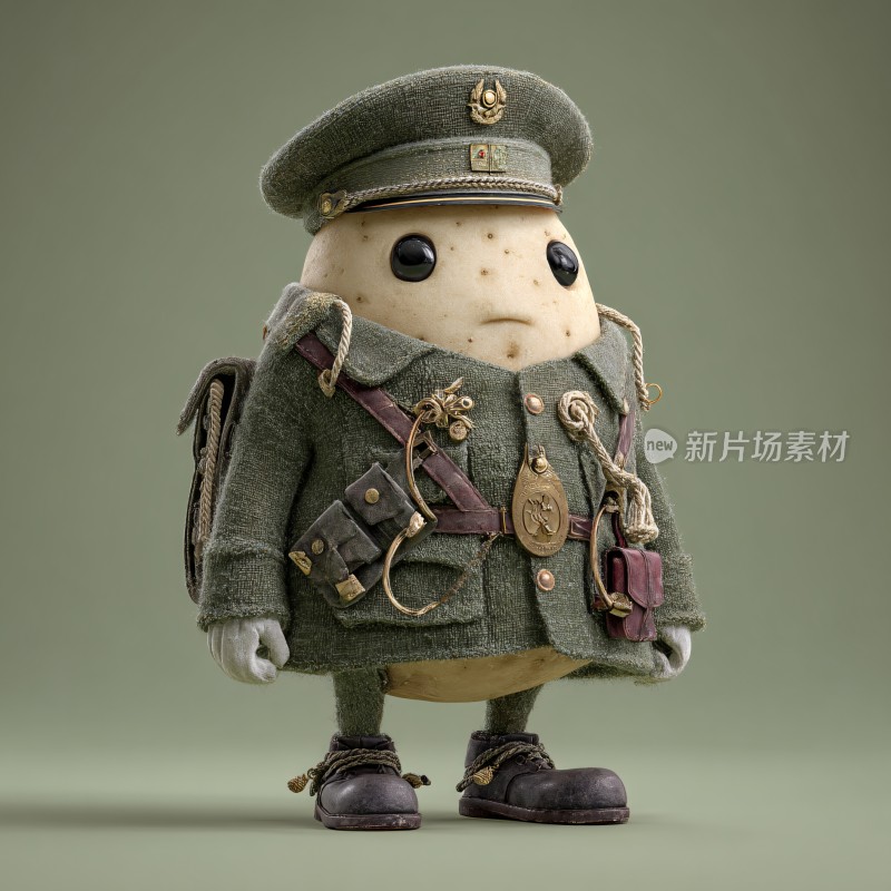 穿着军装的土豆卡通形象