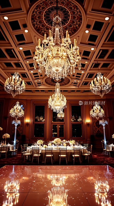 金色吊灯华丽宴会厅