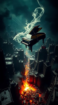 钢琴飞跃废墟之城