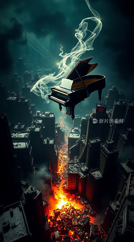 钢琴飞跃废墟之城
