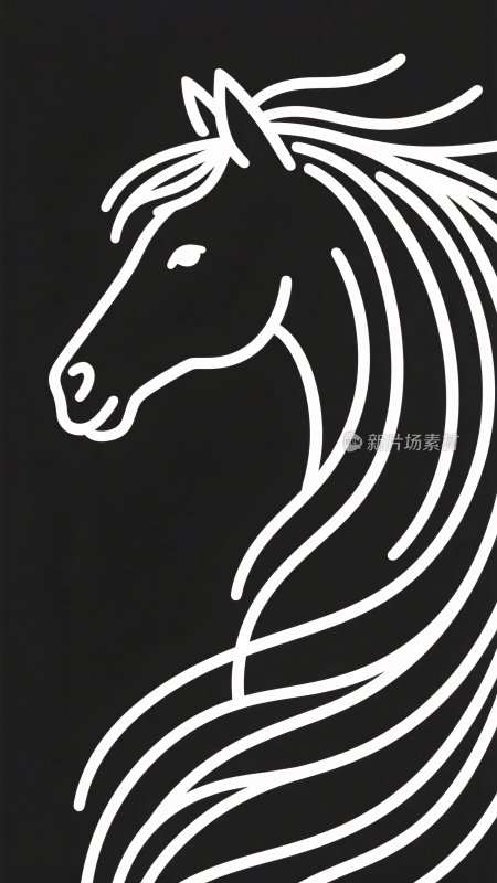 线条勾勒的马头插画