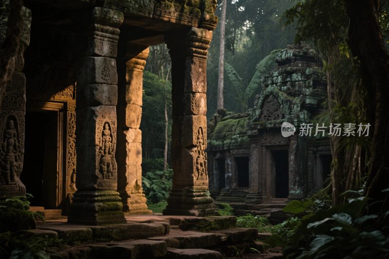 森林中的古老古迹遗迹