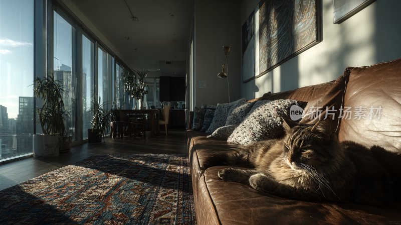 沙发上休憩的猫咪