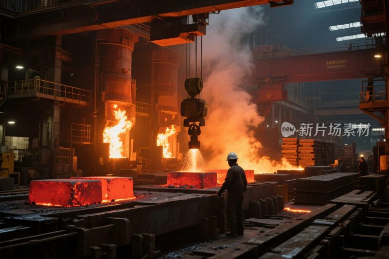钢铁厂炼钢工作场景