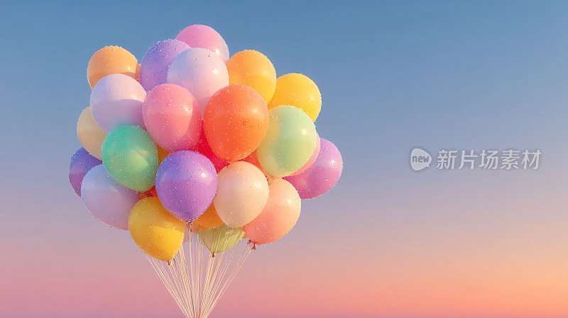 缤纷气球飘于渐变天空