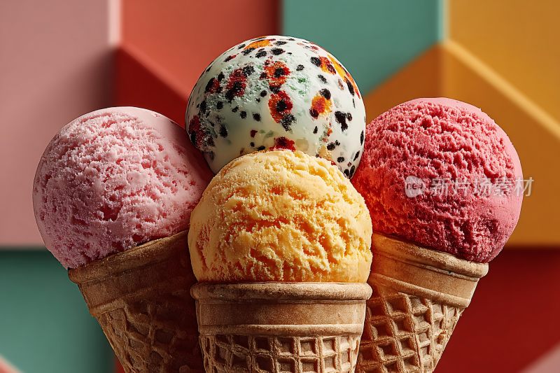 多彩冰淇淋甜筒组合